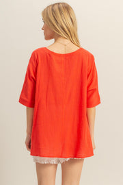 Lynn V-Neck Linen Look Top