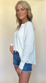 Textured Rib Knit Slouch L/S Top