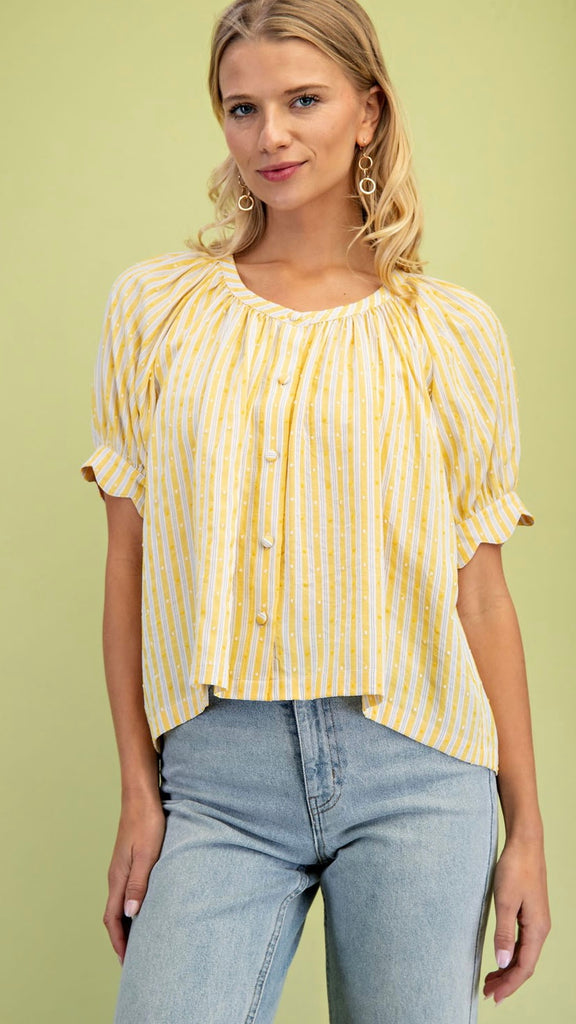 Picnic Stripe Scallop Trim Top