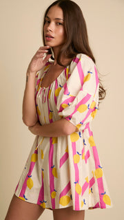 Lemon Stripes Romper w/Pockets