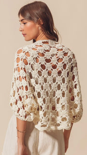 Boho Open Weave Crochet Sweater