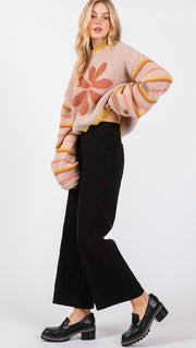 Front Seam Wide Leg Stretch Pants