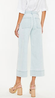 High Rise Pinstripe Wide Leg Crop Jean