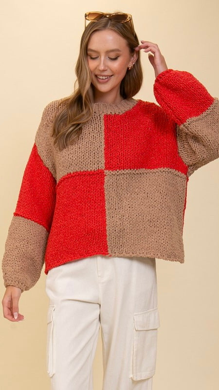 Chunky Knit Color Block Sweater