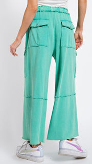 Mineral Terry Knit  Snap Pocket Wide Leg Pants