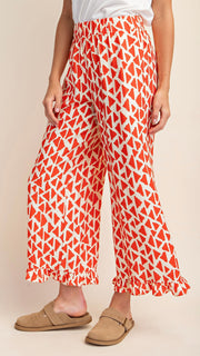 Triangle Ruffle Hem Wide Leg Pants