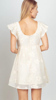 Sheer Daisy Ruffle Shoulder Dress