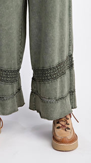 Crochet Leg Inset Mineral Wash Pants