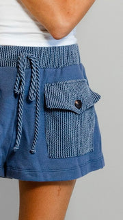 Textured Front Cargo Pocket Shorts