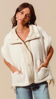 Soft Sherpa Oversized Vest w/Ties