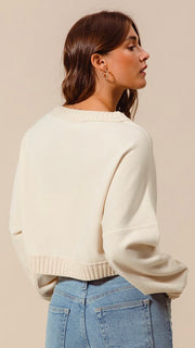 Cable Sweater Front Crop Sweatshirt