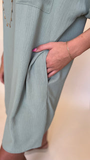 V-Neck Slouch Dress w/Pockets