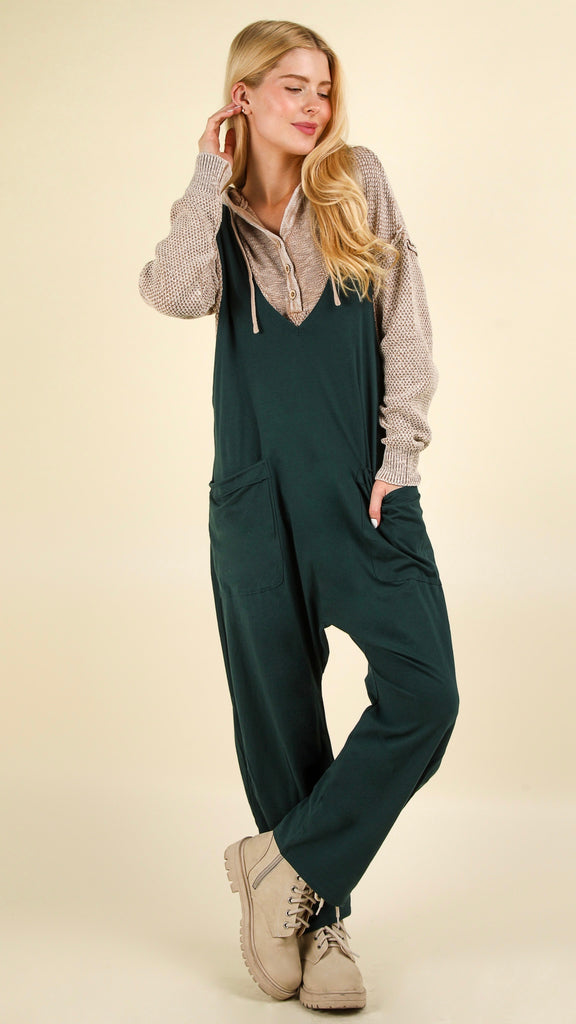 Slouch Knit Jumpsuit w/Pockets