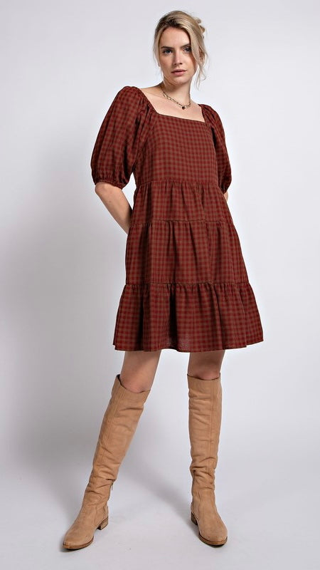 Fall Gingham Check Babydoll Dress | Catfish & Tater Boutique Fall Gingham Check Babydoll Dress | Catfish & Tater Boutique