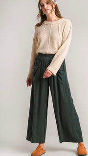 Wide Leg Fray Patch Pocket Pants