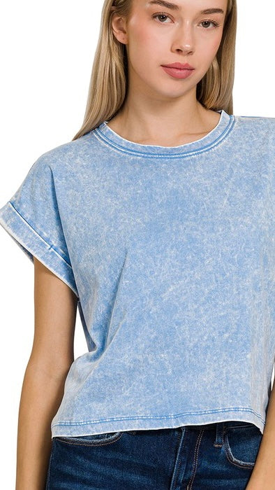 Mineral Cotton Cuff Sleeve Top