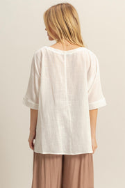 Lynn V-Neck Linen Look Top