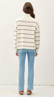 Cowl Neck Stripe Lt Wt Sweater