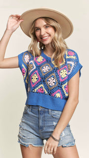 Diamond Pattern Open Crochet Top