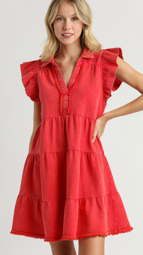 Mineral French Terry Ruffle Shoulder Dress
