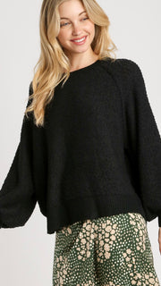 Popcorn Knit Raglan Sweater