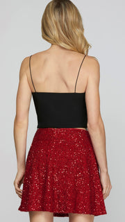 Flare Sequin Mini Skirt