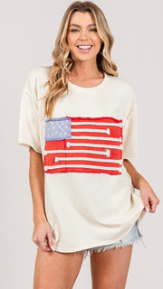 USA Flag Patch S/S Top