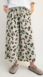 Leopard Mineral Wash Wide Leg Pant