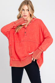 Mineral Wash Boxy Snap Hoodie