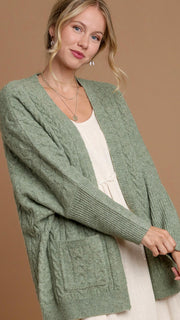 Cable Knit Drop Shoulder Cardigan