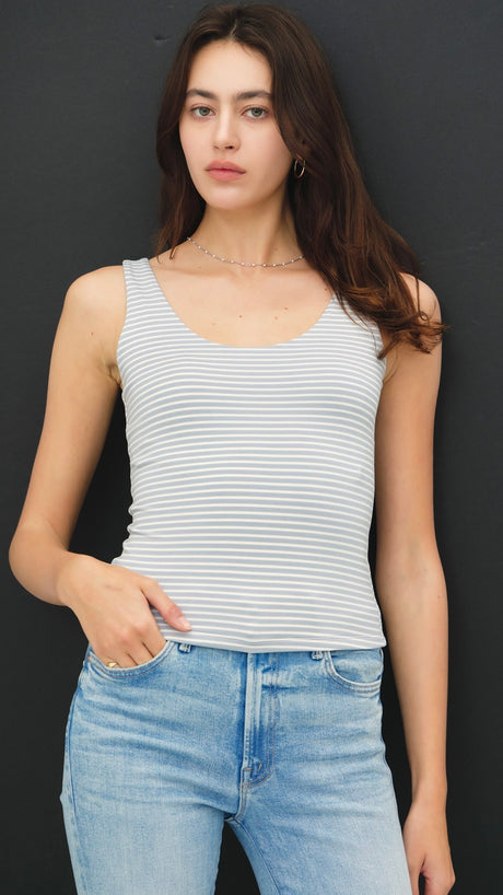 Double Scoop Knit Stripe Tank Top