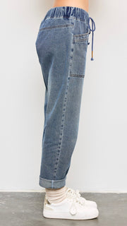 Saturday Patch Pkt Drawstring Jeans