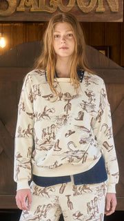 Western Print French Terry Sweatshirt