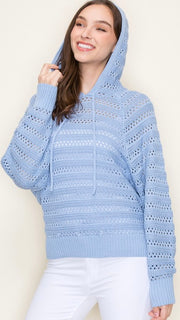 Open Crochet Hooded Sweater