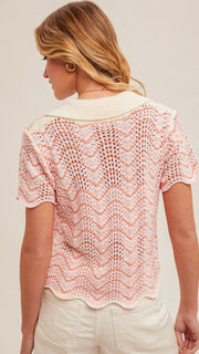 Scallop Pattern Collared Sweater