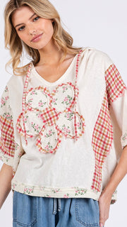 Daisy Applique Cotton/Gauze Hooded Top