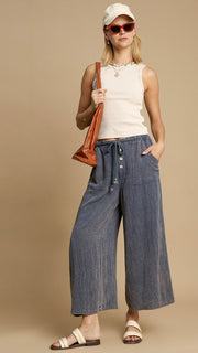 Mineral Wash Button+Cord Tie Pants