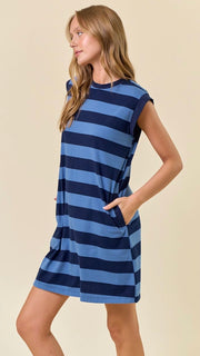 Wide Stripe Knit Shift Dress