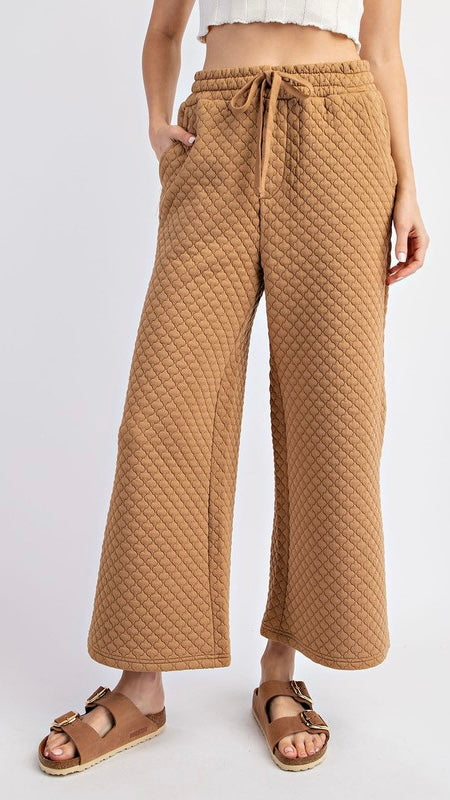 Quilted Knit Wide Leg Pants