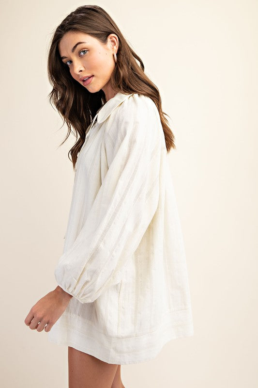 Textured Balloon Sleeve A-Line Dress | Catfish & Tater Boutique Textured Balloon Sleeve A-Line Dress | Catfish & Tater Boutique