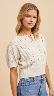 Annette Cable Puff Slv Cardigan