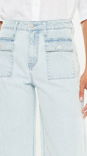 High Rise Pinstripe Wide Leg Crop Jean