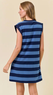 Wide Stripe Knit Shift Dress