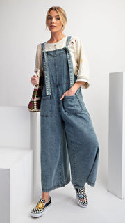 Wide Leg Mineral Patch Pocket Overalls