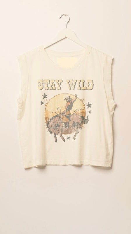Stay Wild Cowboy Destructed Muscle Tank