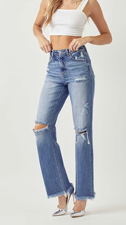 High Rise Destruct Knee Stretch St Jeans