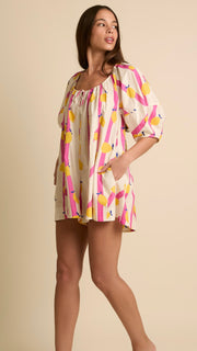 Lemon Stripes Romper w/Pockets