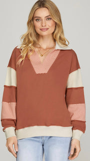 Blocked Sleeve French Terry Sweatshirt