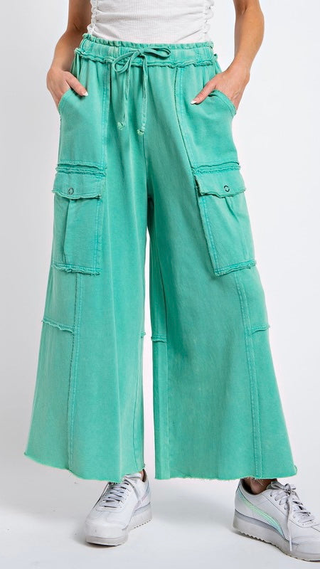 Mineral Terry Knit  Snap Pocket Wide Leg Pants