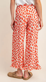 Triangle Ruffle Hem Wide Leg Pants